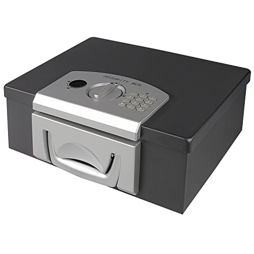 HMF 1006-02 Dokumentenbox mit Elektronikschloss | 32,5 x 25,5 x 12,5 cm | DIN A4 | Schwarz